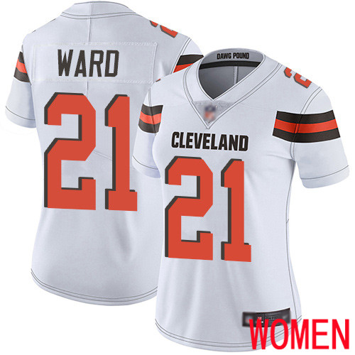 Cleveland Browns Denzel Ward Women White Limited Jersey #21 NFL Football Road Vapor Untouchable